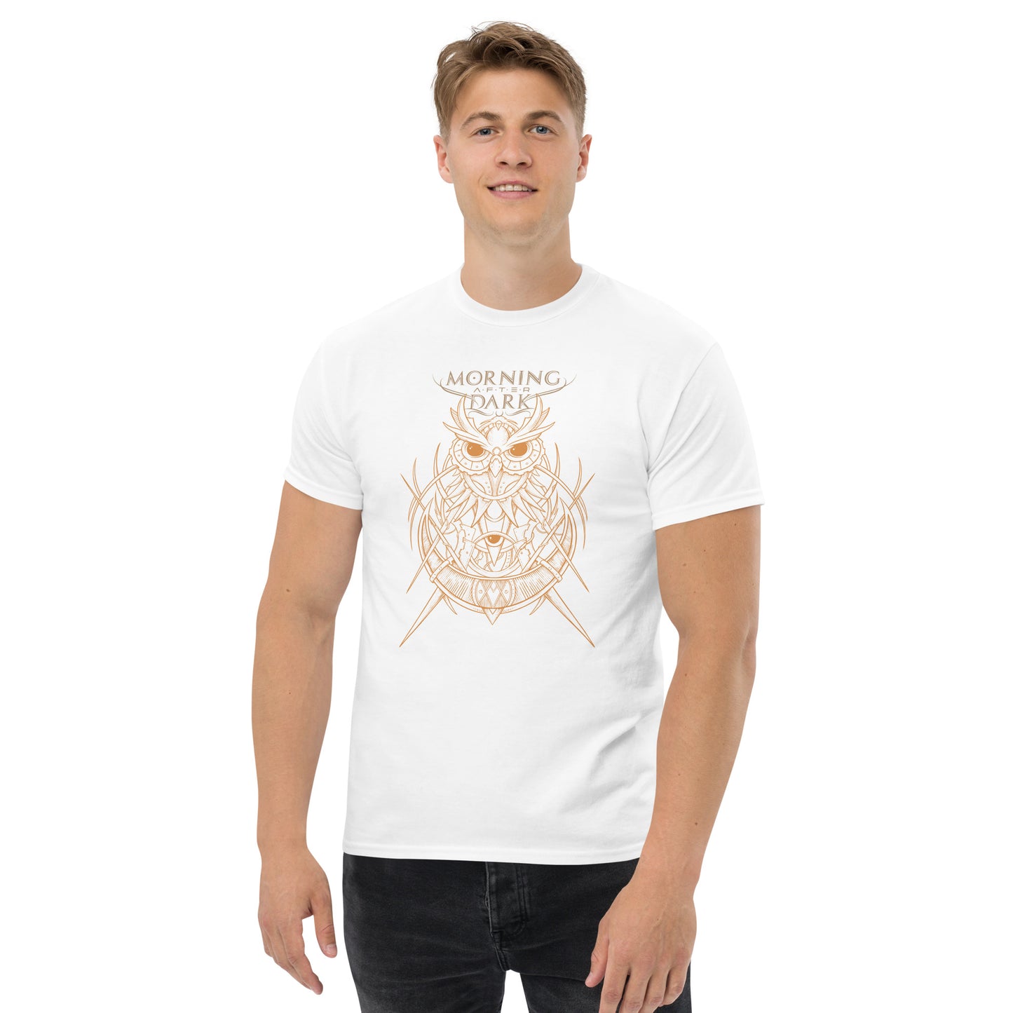Morning After Dark - Steampunk Owl Gold/White Front - T-Shirt