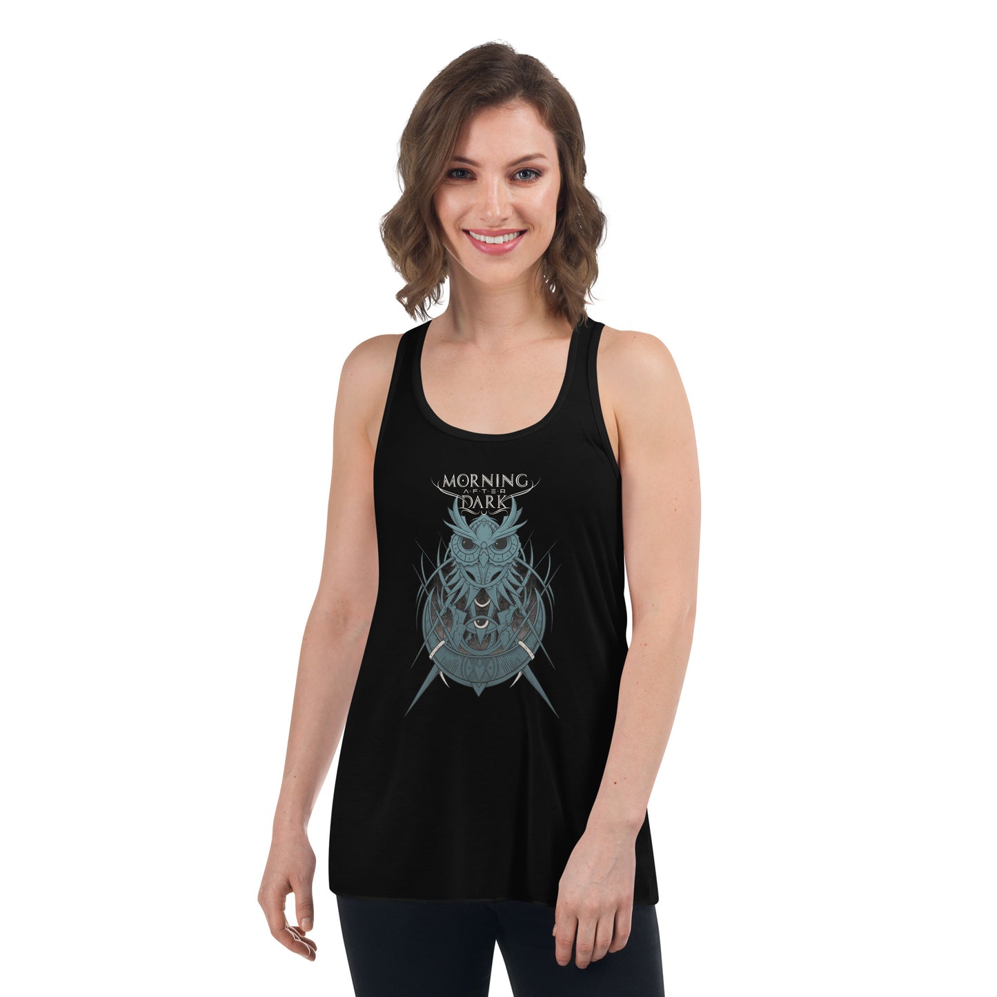 Monring After Dark - Steampunk Owl Black Front - Girly Tank-Top