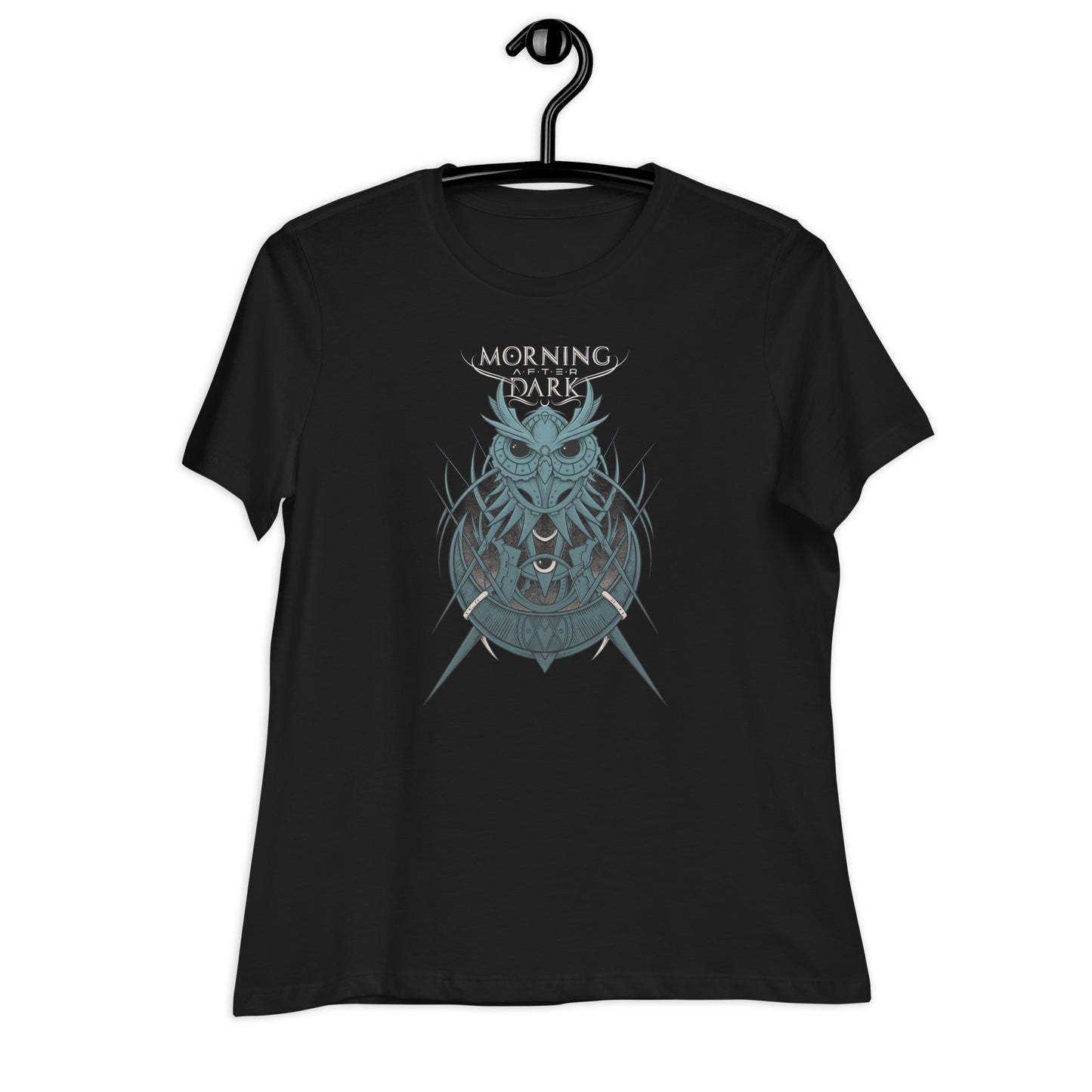 Morning After Dark - Steampunk Owl Black Front - lockeres Girly-Shirt